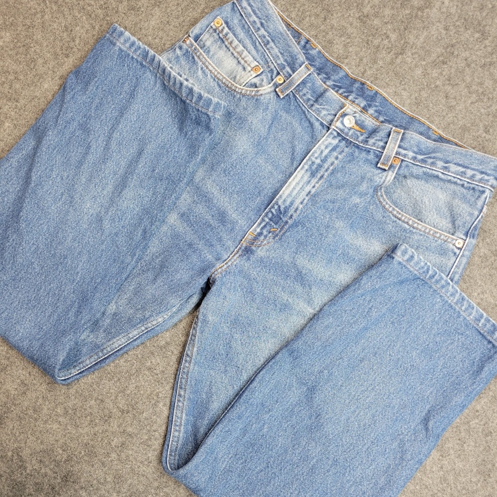 Levis 505 Jeans Mens 36x30 Blue Denim Regular Fit Red Tab Straight Leg Casual